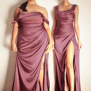 Mauve Rose Evening Party Off Shoulder Wedding Prom Long Maxi Dress Gown  CD7488